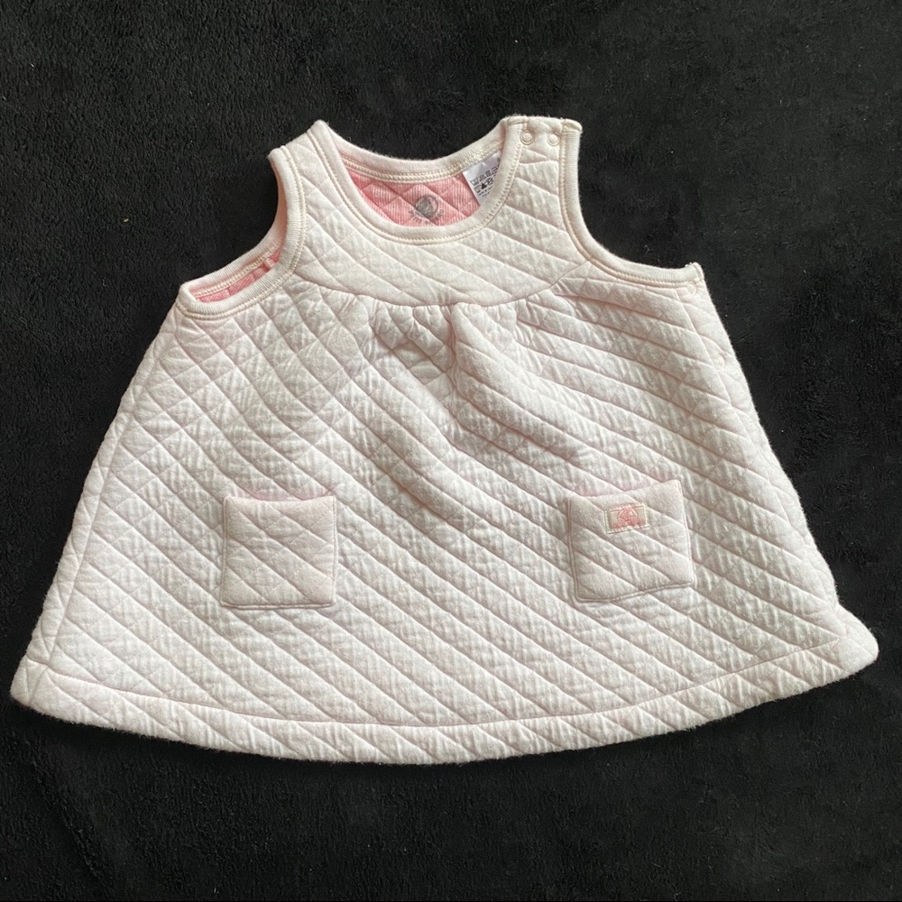 12m Petit Bateau light pink quilted padded dress